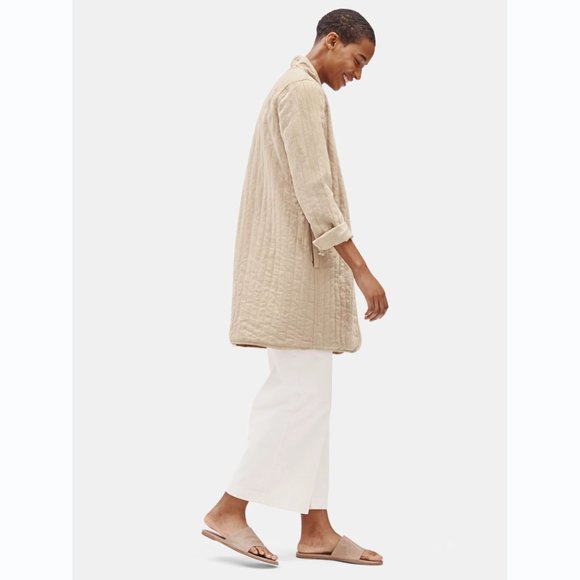 Sold_ Eileen Fisher on Christmas Sales! light jacket,  Quilted Tencel & Linen - Picture 4 of 6